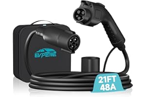 EVPEIWE 21ft J1772 EV Extension Cable, 48Amp EV Charging Extension Cord Compatible with 110V-240V SAE J1772 EV Chargers, EV Charger Extension Cable with Carrying Bag for J1772 EVs/PHEVs, IP55