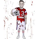Xtinmee Zombie Football Player Costume for Kids Boys Scary Zombie Child Costume for Halloween Party