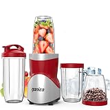 Ganiza 900W Blenders for Shakes and Smoothies, 15-Piece Personal Blender and Grinder Combo for Kitchen, Smoothies Maker with 4 BPA-Free Portable Cup, Nutritious Recipe Red