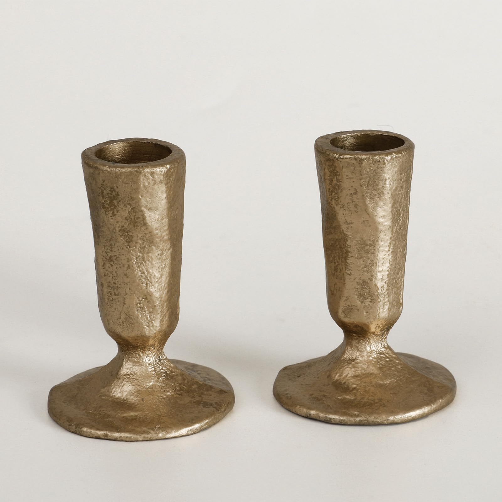 Handcrafted Antique Brass Iron Taper Candle Holders - Set of 2 Elegant ...