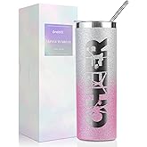 Onebttl Cheerleader Glitter Tumbler Gifts For Girls - Cheer - 20oz/590ml Stainless Steel Insulated Tumbler with Straw, Lid - Gift for Cheerleading, Coach or Cheer Squad - (Pink-Sliver Gradient)