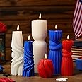 Threlaco 6 Pcs 2. 36-6. 89 Inch 4th of July Pillar Candles White, red and Blue Ribbed Decorative Candle Set Cute Soy Wax Scented Ribbed Patriotic Decor for Home