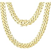 Ucciyo Gold Cuban Link Chain For Men Solid 18K Gold Plated Thick Chain Necklace 14MM Miami Cuban Necklace for Men Hip Hop Jewelry