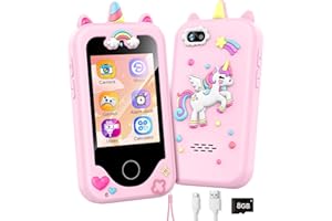 WEOLULI Kids Smart Phone with Dual Camera, Game & Music Player, Toddler Learning Play Toy Cell Phone, Gifts for Girls, Christmas, Birthday, Age 3-10, Light Pink