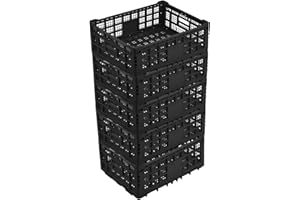 IDEALHOUSE 52l Collapsible Milk Crate, 5 Pack Heavy Duty Storage Crate with Reinforced Walls, Foldable Plastic Storage Crate 