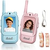 Video Walkie-Talkies for Kids, 2 Pack Rechargeable Video Intercom with Voice Changer, Hd Camera, 1000ft Range Kids Walkie Talkies for Indoor, Outdoor Camping, Travel, Ideal Gift for Kids 3-12