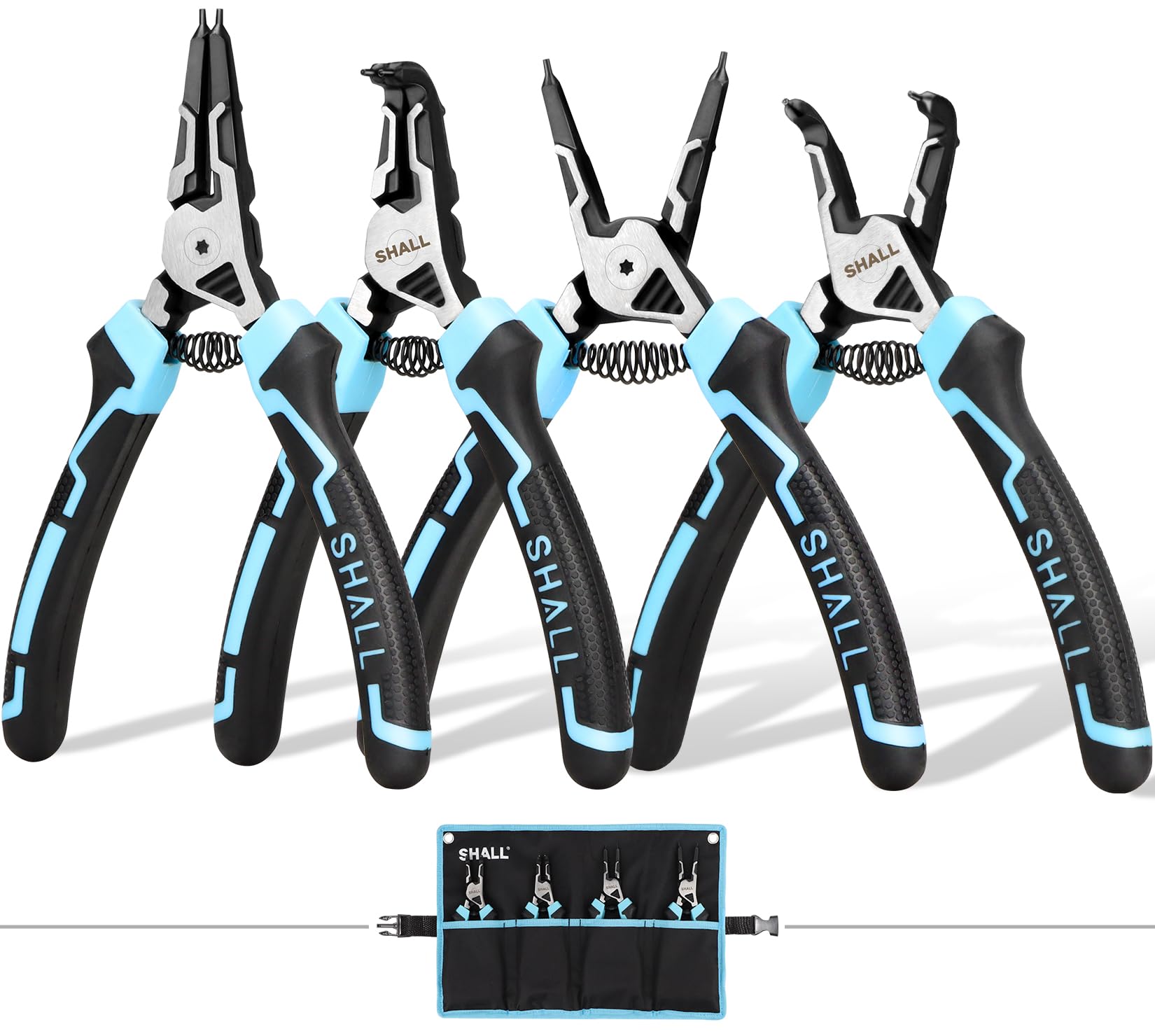 Photo 1 of SHALL Snap Ring Pliers Set, 4-Piece Heavy Duty 7" Snap Ring Pliers, Snap Ring Pliers with 5/64" Tip, Inverted Ring Remover Bracket Pliers with Portable Case