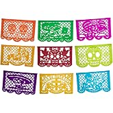 Altar de Ofrendas Dia de Los Muertos Mexican Papel Picado Tissue Paper Banner. Colorful Day of the Dead Decorations Medium Size Panels