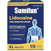 Sumifun XL 4% Lidocaine Gel-Patches, Maximum OTC Strength, 19 Count | Extra Large 4.72"x7.87" for Full Back, Shoulder &amp; Large Areas, Numbs Pain Away, No Scent &amp; Non-Greasy