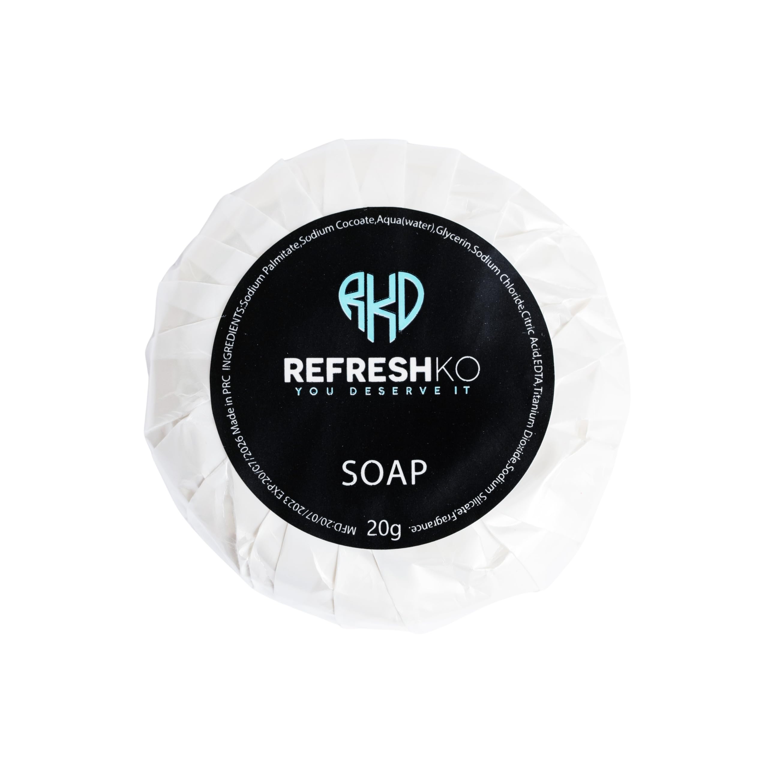 REFRESHKO Travel Toiletries - refreshko bar Soap 20g Weight, Hotel Soaps, Pleasant Fragrance, Individually Wrapped Soaps (pack of 10/25/50/100) (100)