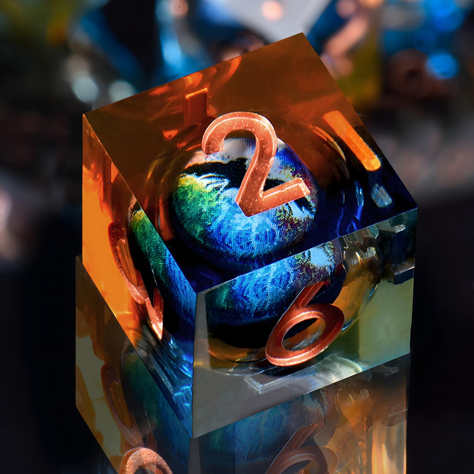 ORUZA 7 PCS Dragon Eye DND Dice Liquid Core D&D Dice Resin Sharp Edge Polyhedral D&D Dice Set for Dungeons and Dragons Role Playing Die D20 D12 D10 D8 D6 D4 D% β image 1