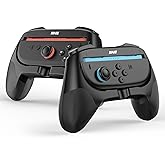 IINE Controller Grips for Switch 2(2025), Ergonomic Design Joypad Grips for Comfortable Gaming, 2 Pack Wear-resistant Handle Kit for Switch, Family Children Game Accessories (Black)