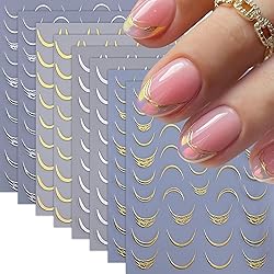 French Nail Art Stickers Curve Line Nail Decals 3D