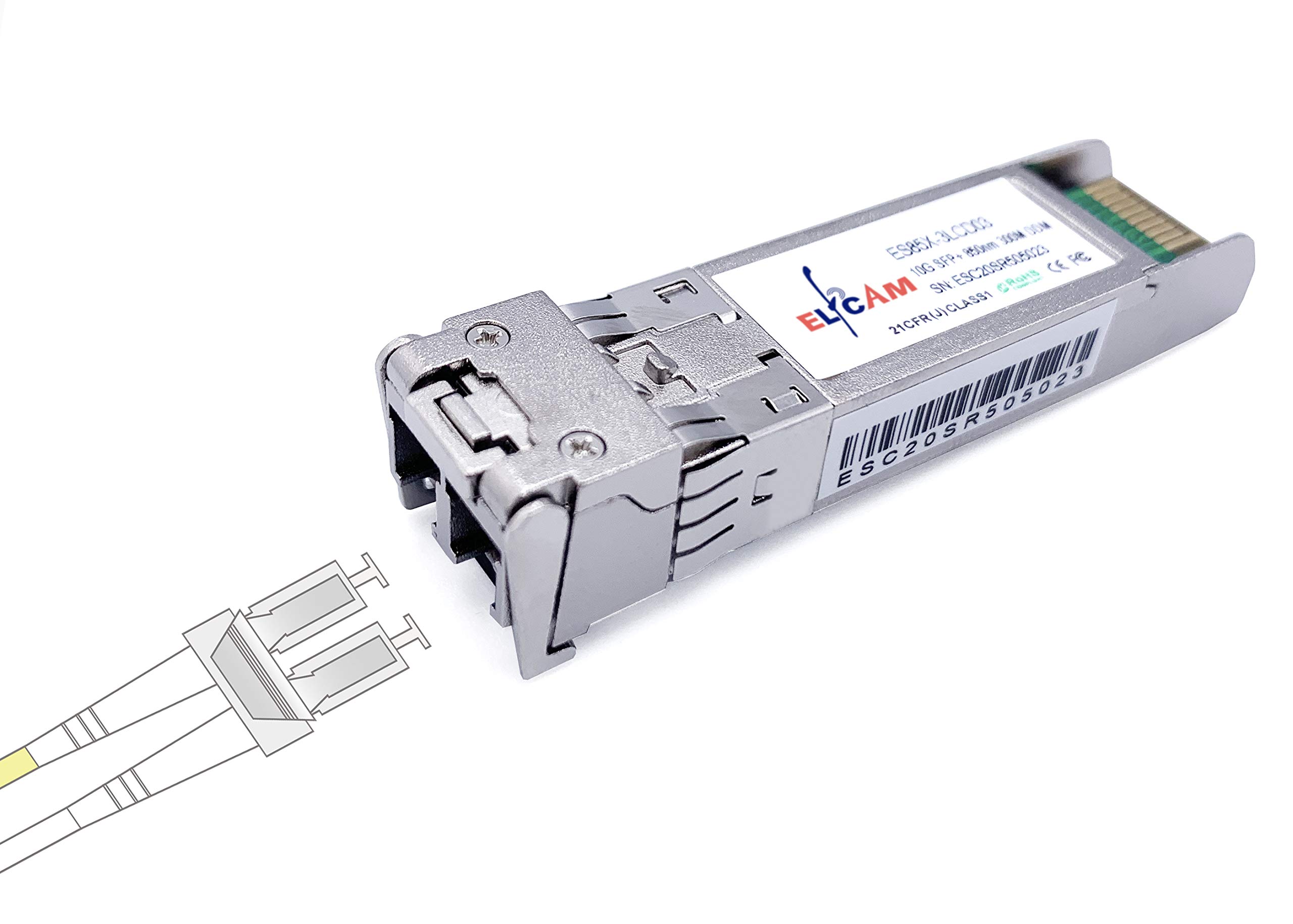 Elfcam 10G SFP+ Module 10GBASE-SR 850nm 300M DDM Multimode LC SFP+ Transceiver, Compatible with Cisco SFP-10G-SR