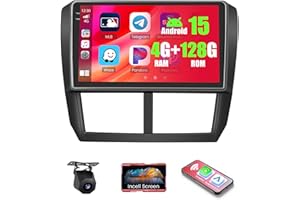Realdio 4+128GB Android 15 Car Radio for Subaru Forester WRX STI 2008-2012 Wireless Carplay Android Auto, 9" 1280*720P In-cel