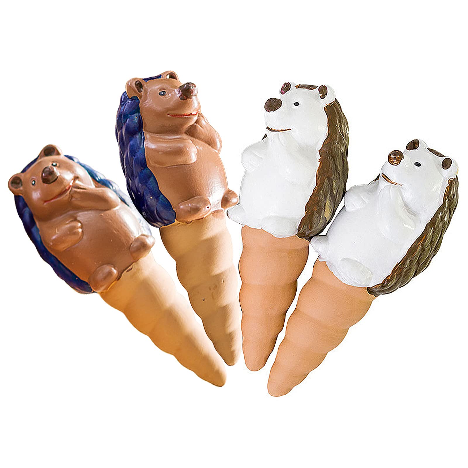 4pcs Plant Watering Stakes, Clay Frog/Hedgehog/Rabbit/Ice Cream Shaped Irrigation Watering Device, Self Watering Spikes Automatic Plant Water Irrigation Drippers for Indoor Outdoor Plant
