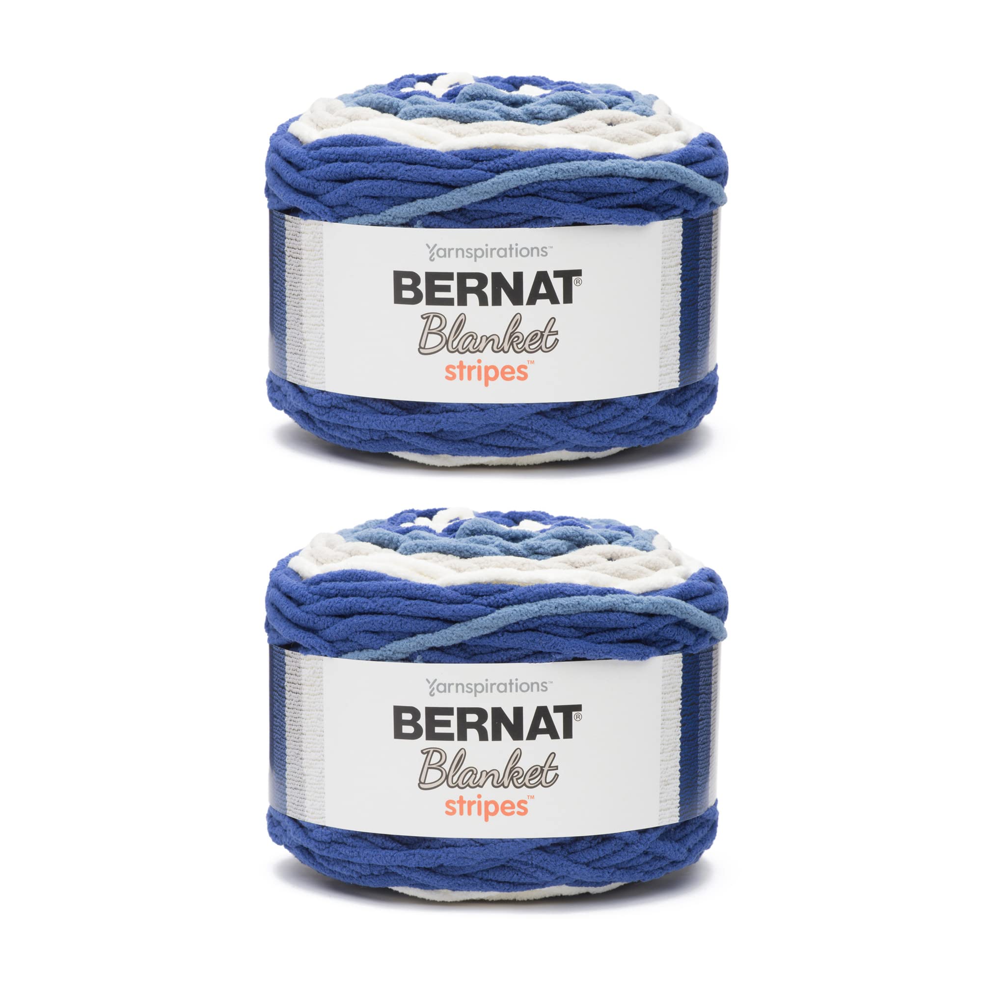 Bernat Blanket Stripes Cape Cod Yarn - 2 Pack of 300g/10.5oz - Polyester - 6 Super Bulky - 220 Yards - Knitting/Crochet