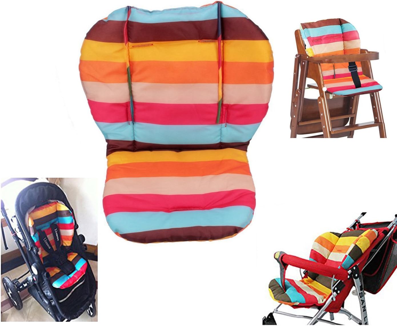 High Chair Cushion Cover, High Chair Cushion Pad/Cushion High Chair/Breathable High Chair Pad,Soft and Comfortable, Cute and Exquisite Patterns, More Comfortable for Babies (Rainbow Pattern)