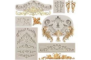 Sijiangmold Baroque Style Curlicues Scroll Lace Fondant Silicone Mold Filigree Mold Flower Cake Border Mold for Cupcake Toppe