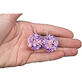 Purple lilac flower earrings unique jewelry floral