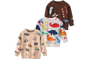 vindoo Toddler Boys Girls Crewneck Sweatshirt, Cotton Long-Sleeved Pullover Cartoon Print