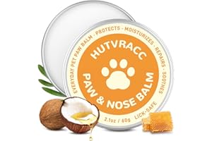 HUTVRACC Lick-Safe Dog Paw Balm and Nose Balm with Coconut Oil & Shea Butter for Winter Road Salt & Cold Weather | All-Natural Moisturizer & Soother for Dry, Cracked Pads, Snout & Elbows (2.1 oz / 60 g)