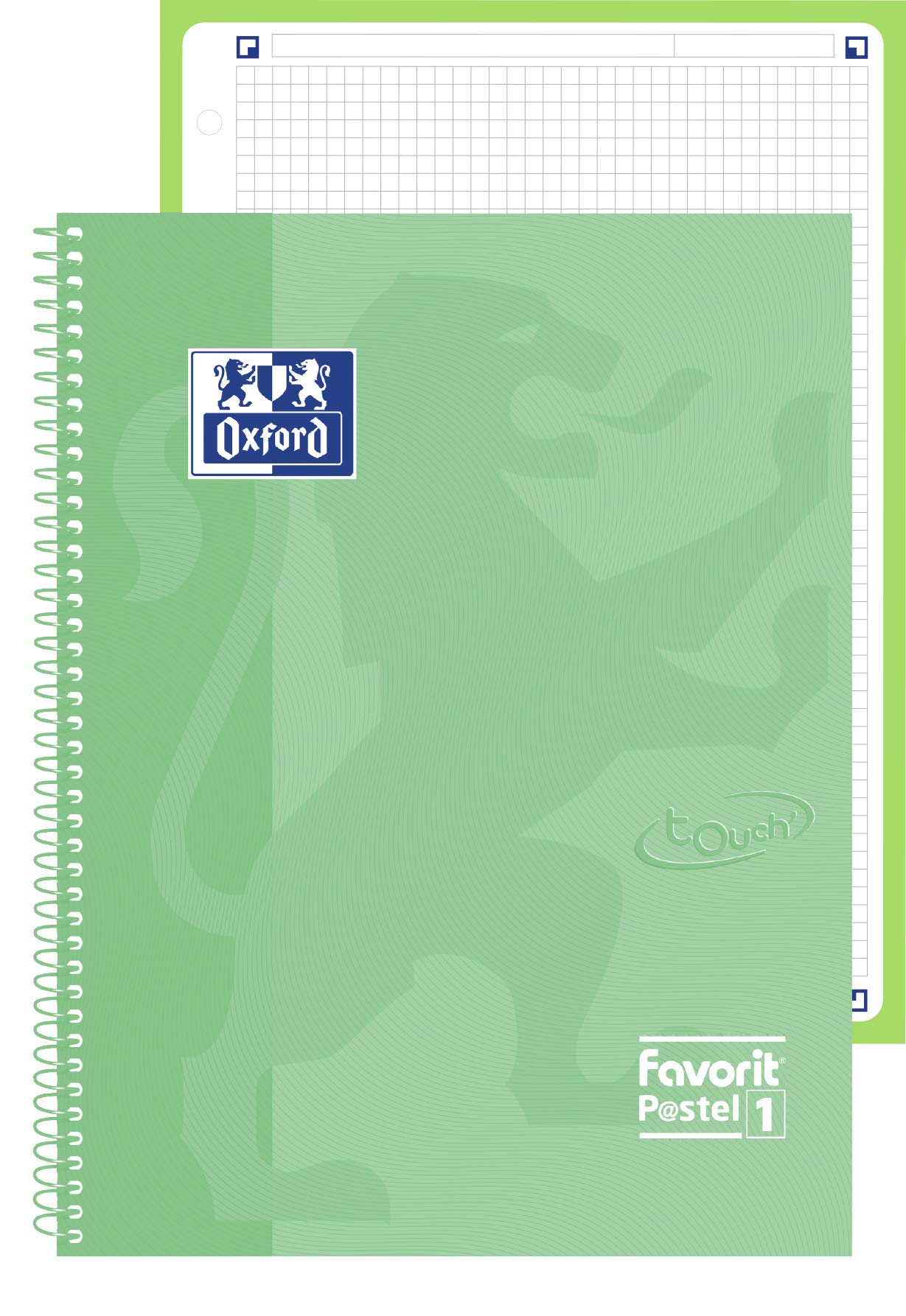 Favorit Oxford 400115590 Maxi Spiral Notebook P@stel1 Squares, Ruling 5 mm, Pastel Emerald โ image 1
