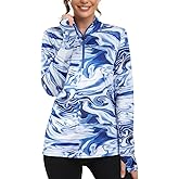 Tanst Sky Womens Golf Shirts Long Sleeve Athletic Quarter Zip Pullover Sun Protection Running Hiking Tops