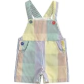 xkwyshop Toddler Baby Boy Girl Summer Clothes Rainbow Striped Overalls suspender shorts Romper Jumpsuit One Piece Outfit