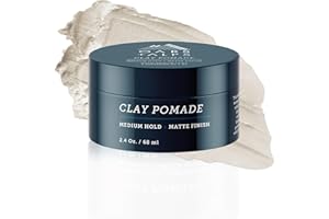 Oars + Alps Clay Hair Pomade for Men with Biotin, Kaolin Oil, Bentonite Clay, Jojoba Oil, Vitamin B7 & B5, Promotes Hair Growth, Medium Hold, Matte Finish, Reduces Frizz, 2.4oz