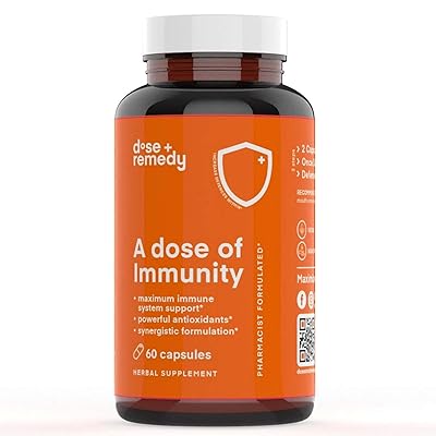 A Dose of Immunity Quercetin with Vitamin C and Zinc, Vitamin D, 500mg Quercetin Bromelain with Echinacea &amp; B Vitamins, Immune Support Supplement 7 in 1 Immune Defense Booster (60 Count)