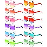 Photect 12 Pair Heart Shaped Sunglasses Neon Color Transparent Heart Glasses for Women Party Favor