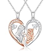 TUGHRA Mother and Daughter Necklaces Set 925 Sterling Silver Mom Daughter Pendant Necklace Matching Necklace for 2 Dainty Couples Jewelry Gifts for Mothers Day Birthday Christmas Day
