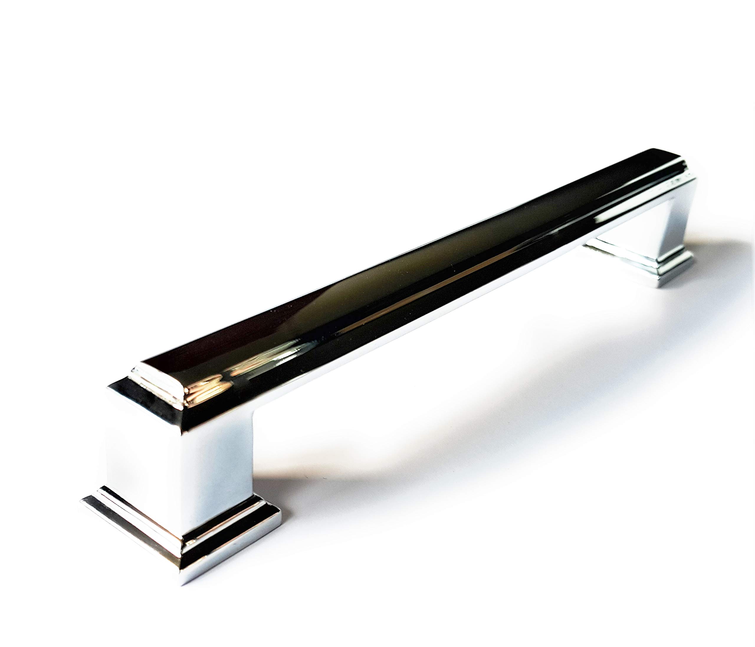 French Furniture Fittings Art Deco Style Handles Sets of 6, Boss Bar Bow Chrome for Kitchen Cabinet General by FFF. (128mm Between fixings)