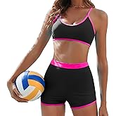 Women Two Piece Swimsuits with Boyshort High Waisted Bikini Set Sporty Tummy Control Bathing Suit Athletic Color Block