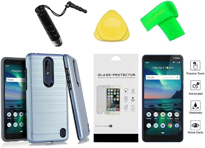Amazon Com Nokia 3 1 Plus Ta 1118 Hmd 3 1 Plus Nokia Feller 2018 Slim Lining Hybrid Cover Phone Case Tempered Glass Extreme Band Stylus Pen Pry Tool Blue