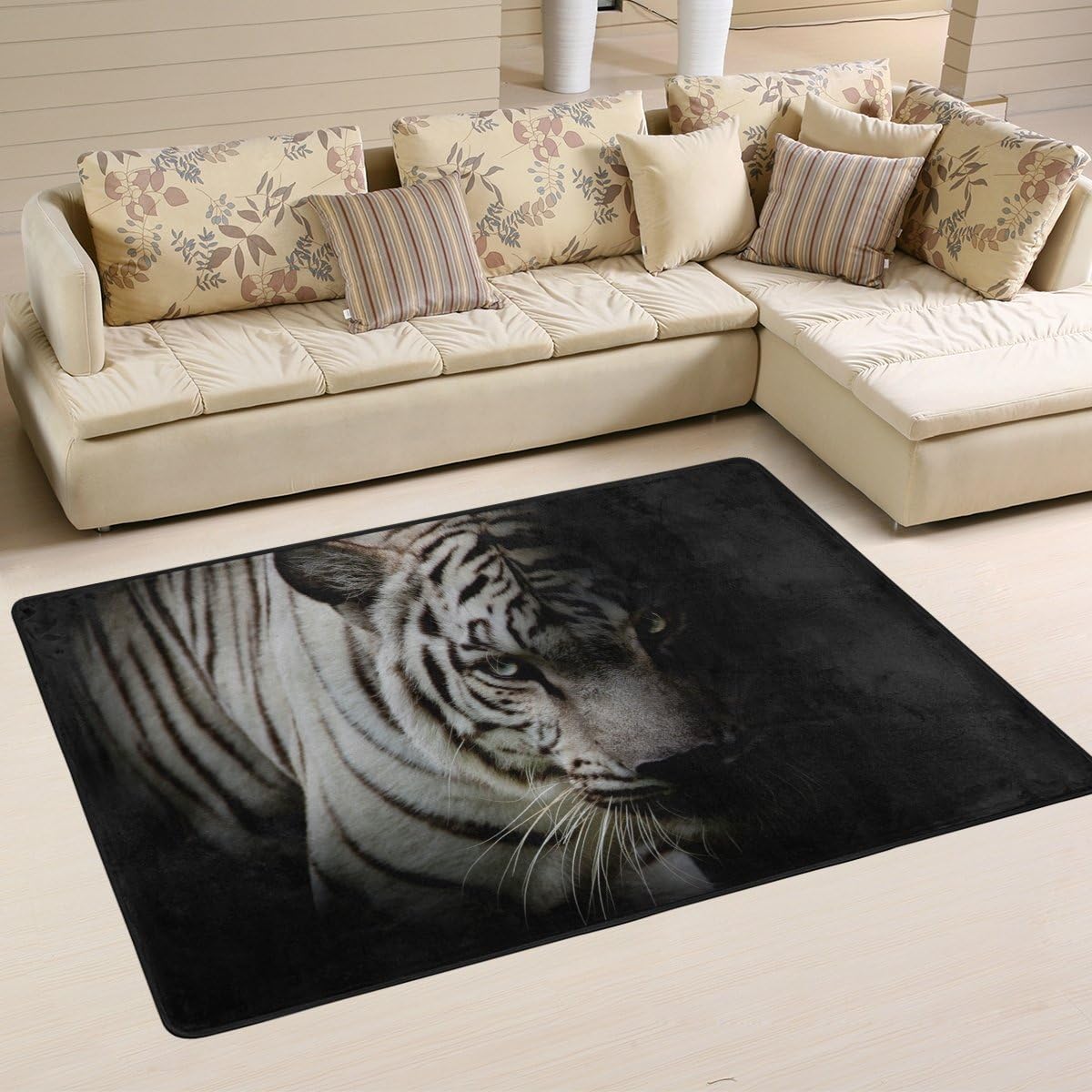 Amazon.de: lorvies Weiß Tiger Isolierte auf Schwarzem Hintergrund