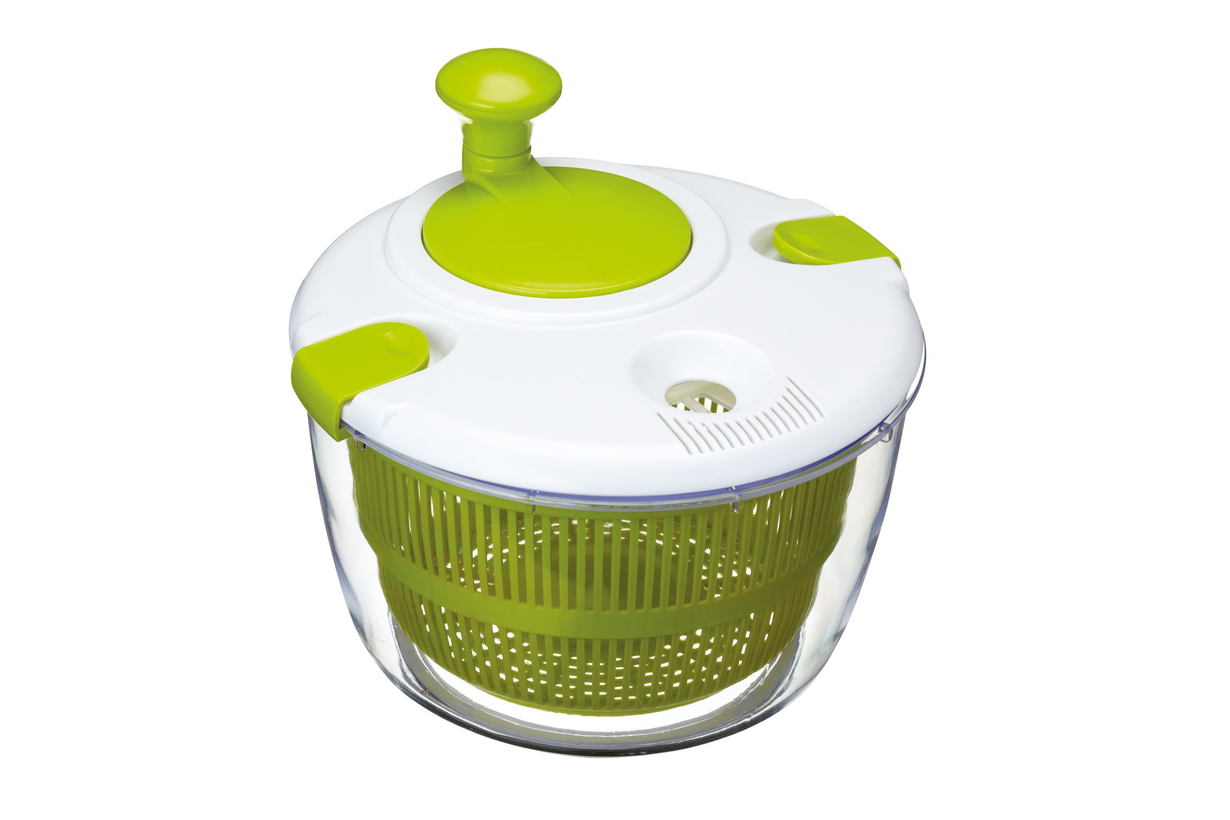 KitchenCraft Deluxe Salad Spinner and Dresser, BPA Plastic Free and Easy to Clean, Large, White/Green, 25cm