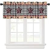 TFOSO Kitchen Valance Curtains,Rustic Farmhouse Western Texas Star Print Short Drapes for Living Room Cafe Rod Pocket Window Treatment 1 Panels Set 54" W x 18" L Inch