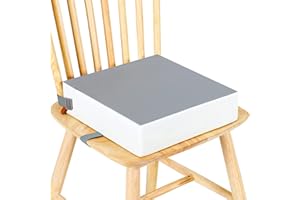 CZRRZL Toddler Booster Seat for Dining Table, Stronger Support Non-Slip Bottom Booster Seat for Kitchen Chair 2 Adjustable Straps Portable Travel and Home Increasing Booster Cushion Kid Baby(Grey+White)