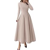 PRETTYGARDEN Cocktail Dresses for Women 2026 Elegant Classy Fall Long Sleeve Midi A Line Flowy Modest Winter Party Dress