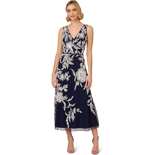Amazon.com: Adrianna Papell Women's Beaded Midi Dress | Sleeveless Dinner Party Dress with Floral Beading & Sheer Trim Details, Midnight Multi, 4 : Clothing, Shoes & Jewelry Amazon.com: Adrianna Papell Women's Beaded Midi Dress | Sleeveless Dinner Party Dress with Floral Beading & Sheer Trim Details, Midnight Multi, 4 : Clothing, Shoes & Jewelry