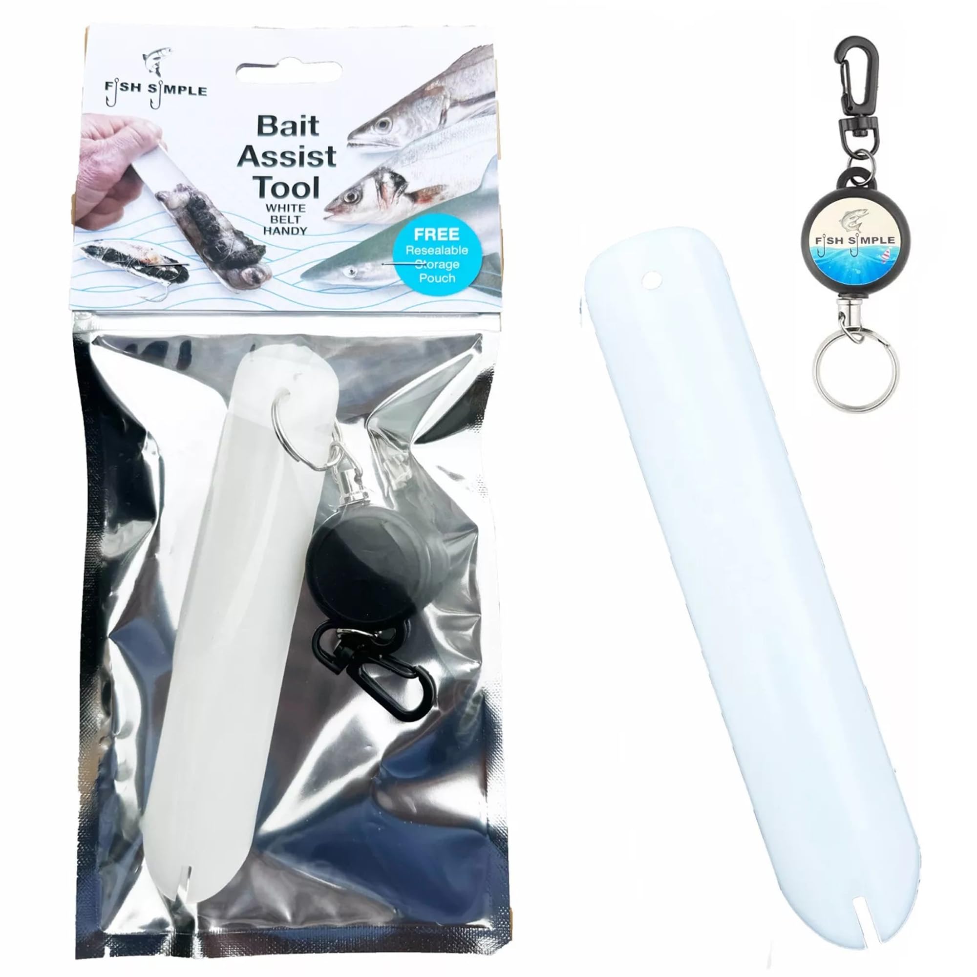 Sea Fishing Hook Bait Making Tool For Bass Cod Tope Conger Worm Needle FishSimple. (White & Retractable)