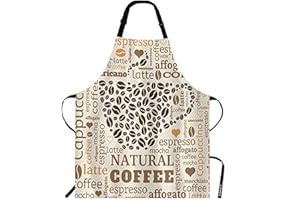 WONDERTIFY Coffee Cup Apron,Coffee Cups Made of Coffee Beans Bib Apron with Adjustable Neck for Men Women,Suitable for Home Kitchen Cooking Waitress Chef Grill Bistro Baking BBQ Cobbler Stylist Apron