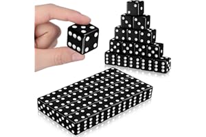 Poen 30 Pcs Standard Dice 25 mm Casino Theme Party Dice Large Opaque Jumbo Acrylic D6 Bulk Sifter for Casino Theme Party Board Vegas Birthday Supply(Black)