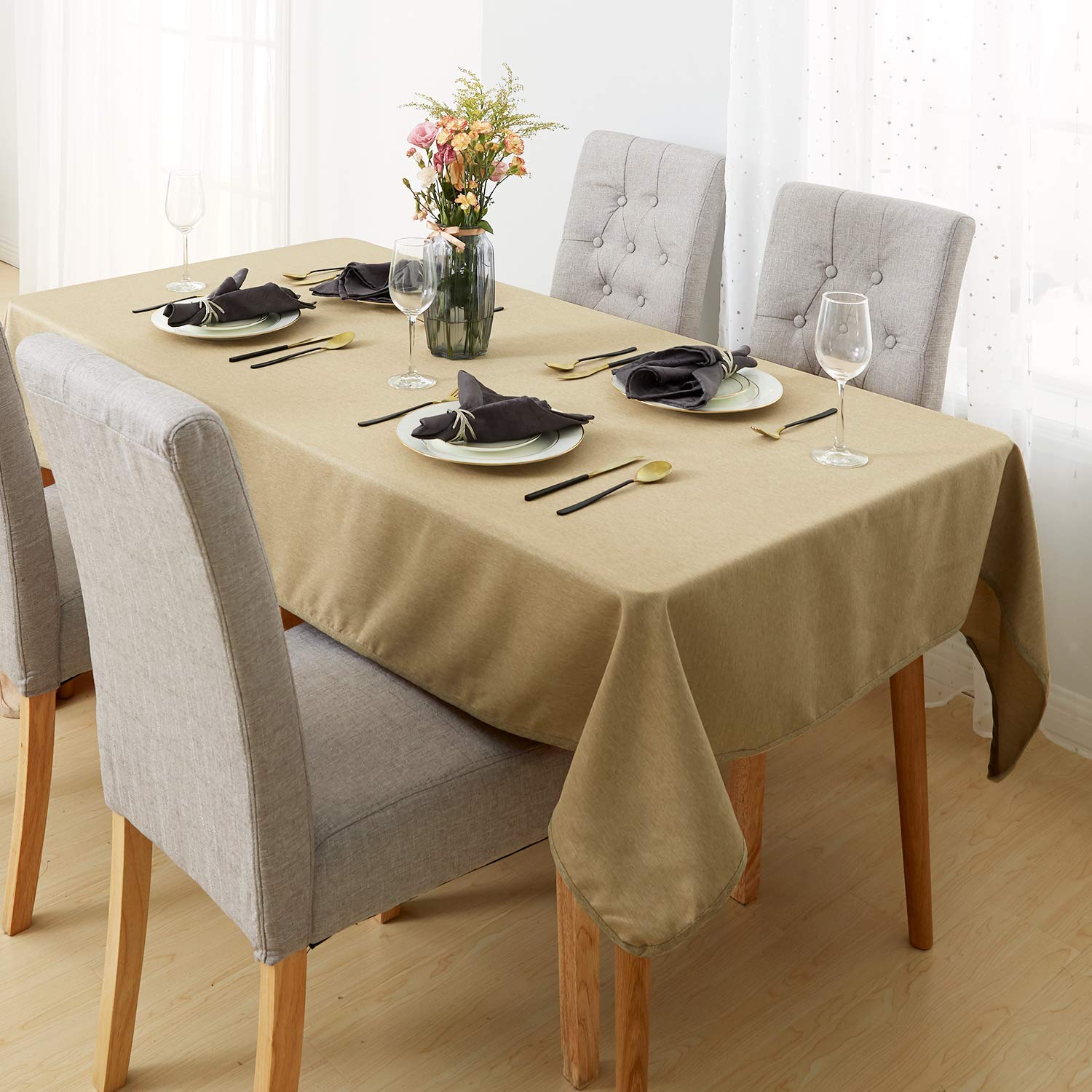 Deconovo Rectangular Tablecloth 140 x 240 cm Beige Taupe