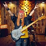 AOMIG Rock Star Heavy Metal Wig Set Blonde Red Bandana 58 cm Long Wig view 5