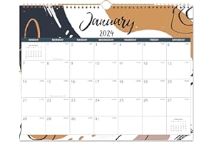 TERSUS 2024 Wall Calendar - 2024 Calendar, 12 monthly Calendar from Jan 2024 - Dec 2024, 14.6" x 11.5", Large Block with Julian Dates, Twin-Wire Binding, Hanging Hook, Thick paper, holidays
