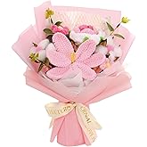 loyebobi Crochet Rose Flower Bouquet: Handmade Rose Artificial Flowers for Festival Wedding Graduation Anniversary Valentines Day Birthday Home Decor (Pink Opening Tulips)