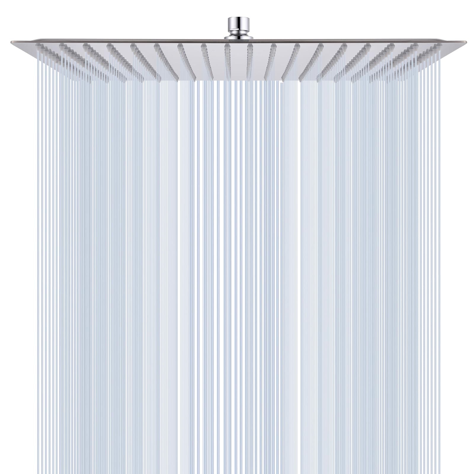 Photo 1 of 16 Inch Large Rain Shower Head, Polished Chrome, Made of 304 Stainless Steel, Rainfall Full Body Coverage with 324 Silicone Nozzles, Morden Square Shower head for Bathroom
